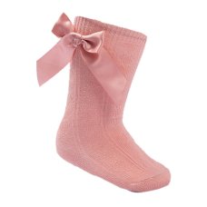 S151-RO: Rose Gold Knee Length Socks w/Bow (2-9 Years)